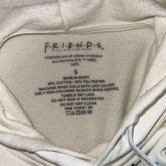 Friends Womens Pullover Hoodie Sweatshirt Long Sleeve Drawstring White Small - Picture 4 of 7